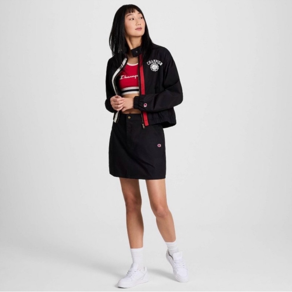Champion Game Day Varsity Full Zip Jacket Black & Red Stripe Coat Women’s XS NEW
